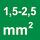 Номінальний перетин 1,5–2,5 мм²