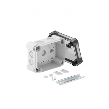 Junction box X 06 with hat profile rail 137x105x68 | 8 | IP67 | Grey / transparent