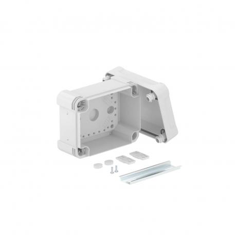 Empty housing X 06 with hat profile rail 137x105x68 |  | IP67 |  | Light grey; RAL 7035