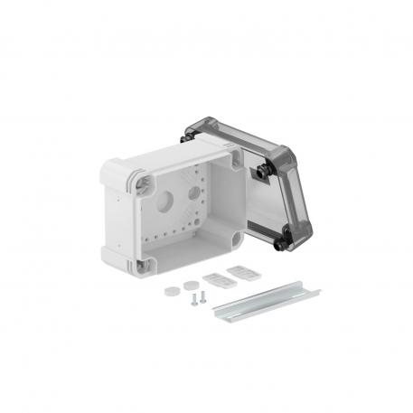 Empty housing X 06 with hat profile rail 137x105x68 |  | IP67 |  | Grey / transparent