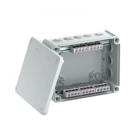 Junction box T 250, plug-in seal, terminal strip 225x173x86 | 16 | IP66 | Light grey; RAL 7035