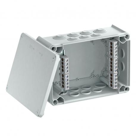 Junction box T 350, plug-in seal, terminal strip 267x182x110 | 24 | IP66 | Light grey; RAL 7035