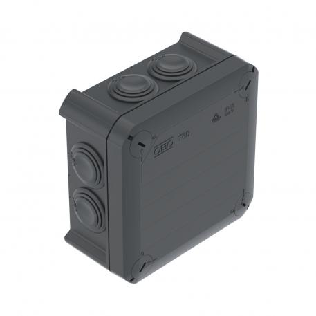 Junction box T 60, plug-in seal 100x100x48 | 7 | IP66 | Graphite black; RAL 9011