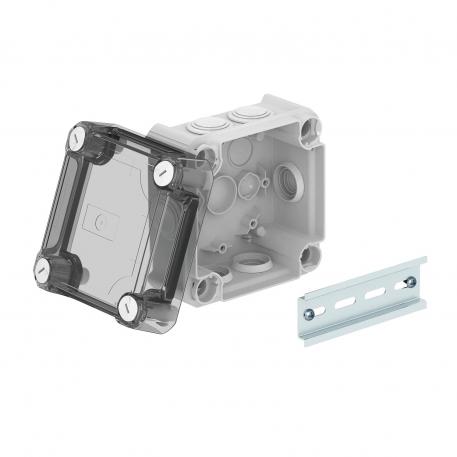 Junction box T60, with plug-in seal, transparent elevated cover 100x100x65 | 7 | IP66 | Light grey; RAL 7035