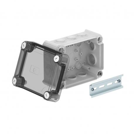 Junction box T100, with plug-in seal, transparent elevated cover 136x102x74 | 10 | IP66 | Light grey; RAL 7035