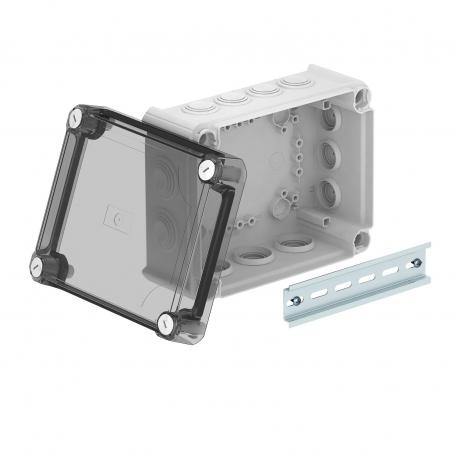 Junction box T160, with plug-in seal, transparent elevated cover 176x135x84 | 12 | IP66 | Light grey; RAL 7035