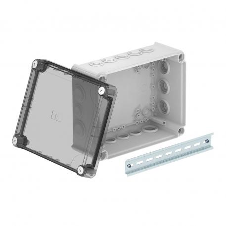 Junction box T250, with plug-in seal, transparent elevated cover 225x173x103 | 16 | IP66 | Light grey; RAL 7035