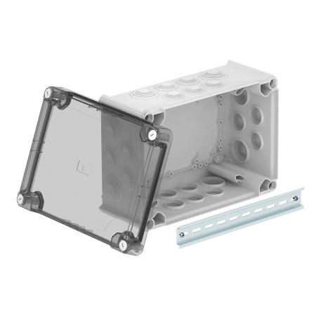 Junction box T350, with plug-in seal, transparent elevated cover 267x182x127 | 24 | IP66 | Light grey; RAL 7035