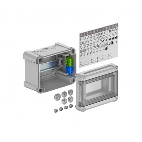 Distribution box, 5 division units, with terminal strip, polystyrene