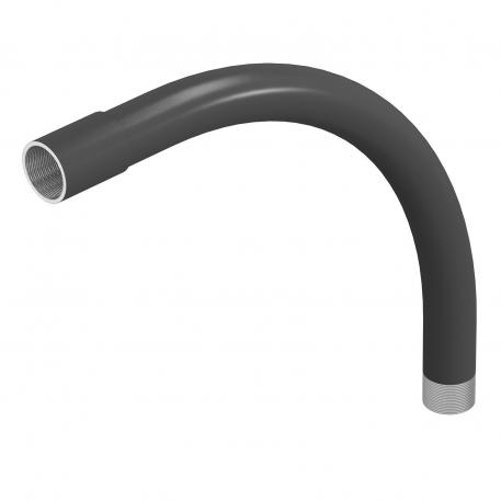 Black powder-coated steel bend, with thread M16x1,5