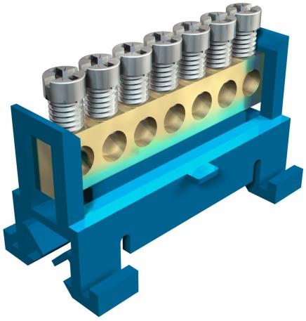 Neutral conductor terminal, with screw contacts, 7 terminals