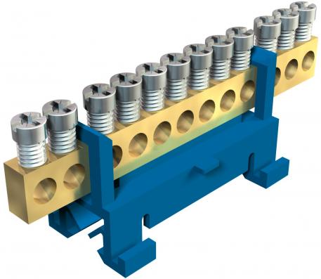 Neutral conductor terminal, with screw contacts, 12 terminals