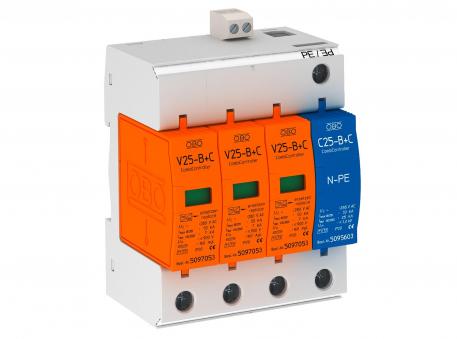 Combination arrester V25, 3-pole + NPE 280 V with remote signalling