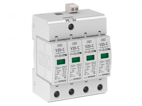 Surge arrester, 4-pole with remote signalling 280 V 4 | 280 | IP20