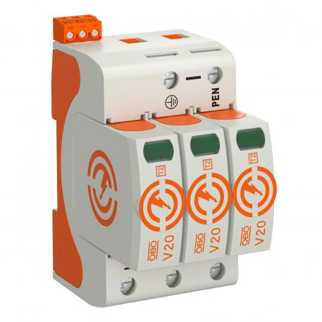 Surge arrester V20, 3-pole with remote signalling, 280 V 3 | 280 | IP20