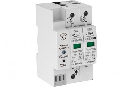 Surge arrester, 2-pole with audible signalling 280 V 2 | 280 | IP20