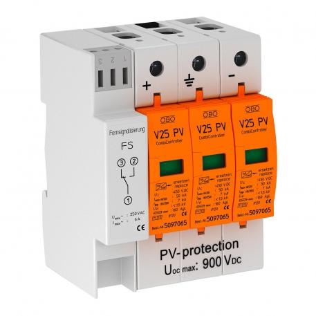 PV combination arrester V25, 900 V DC with remote signalling 3 | IP20