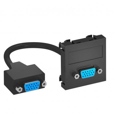 VGA connection, 1 module, straight outlet, with connection cable VGA | Black-grey; RAL 7021