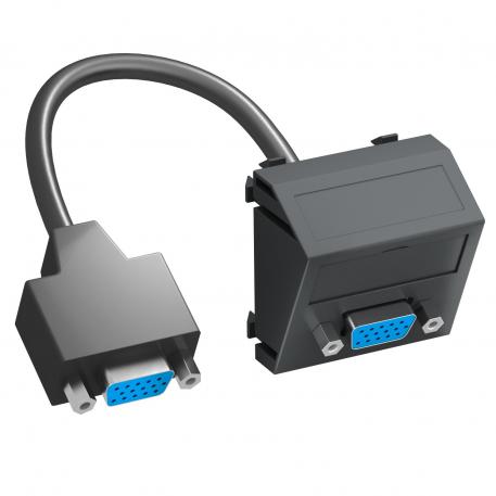 VGA connection, 1 module, slanting outlet, with connection cable Sloping |  | VGA | Black-grey; RAL 7021