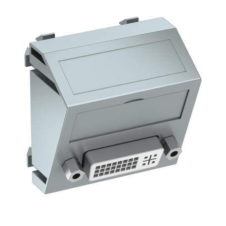 DVI-D connection, 1 module, slanting outlet, as screw connection Aluminium painted