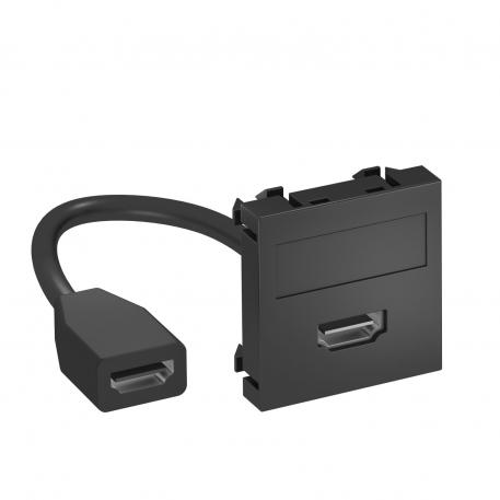 HDMI connection, 1 module, straight outlet, with connection cable Straight |  | HDMI | Black-grey; RAL 7021