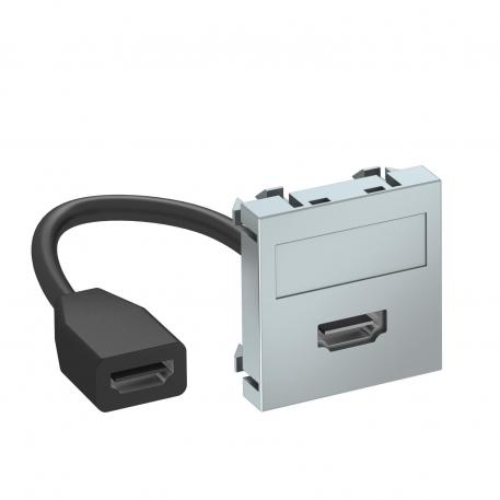 HDMI connection, 1 module, straight outlet, with connection cable  |  | HDMI | Aluminium painted