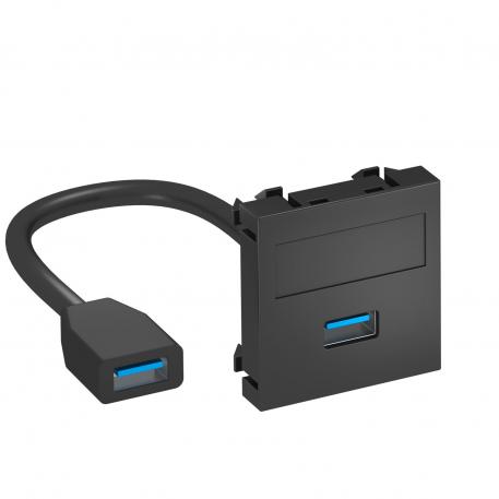 USB 2.0/3.0 connection, 1 module, straight outlet, with connection cable Straight |  | USB | Black-grey; RAL 7021