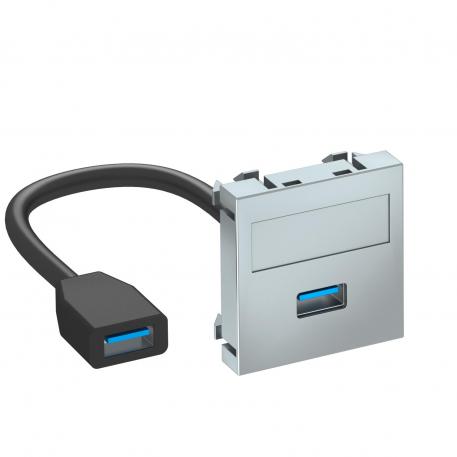 USB 2.0/3.0 connection, 1 module, straight outlet, with connection cable  |  | USB | Aluminium painted