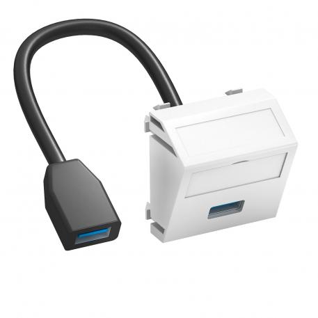 Розетка USB 3.0, modul 45, з кабелем підключення, кутова