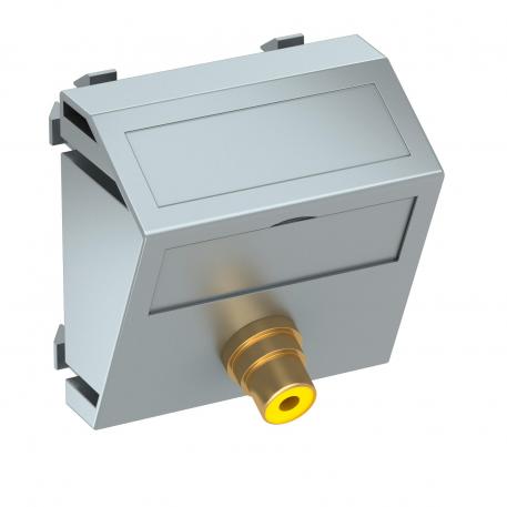 Video cinch connection, 1 module, slanting outlet, as 1:1 coupling, aluminium-painted Aluminium painted