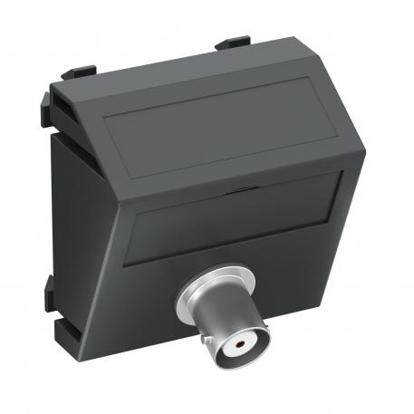 BNC connection, 1 module, slanting outlet, as 1:1 coupling, black-grey Black-grey; RAL 7021