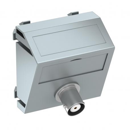 BNC connection, 1 module, slanting outlet, as 1:1 coupling, aluminium-painted  |  | BNC/TNC | Aluminium painted