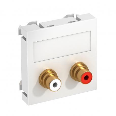 Audio cinch connection, 1 module, straight outlet, as 1:1 coupling, pure white  |  | Cinch | Pure white; RAL 9010