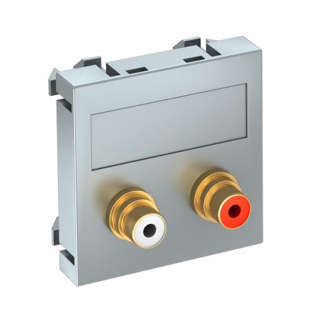 Audio cinch connection, 1 module, straight outlet, as 1:1 coupling, aluminium-painted  |  | Cinch | Aluminium painted