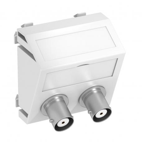 2x BNC connection, 1 module, slanting outlet, as 1:1 coupling, pure white  |  | BNC/TNC | Pure white; RAL 9010