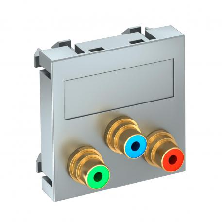 Component video connection, 1 module, straight outlet, as soldered connection, aluminium-painted  |  | Cinch | Aluminium painted