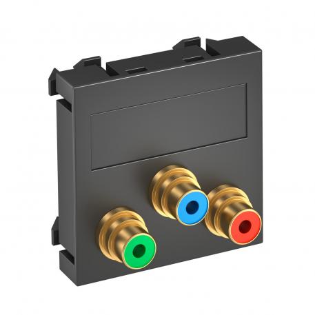 Component video connection, 1 module, straight outlet, as 1:1 coupling, black-grey Straight |  | Cinch | Black-grey; RAL 7021