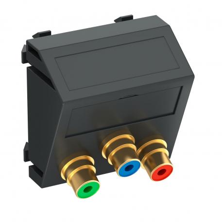 Component video connection, 1 module, slanting outlet, as 1:1 coupling, black-grey Sloping |  | Cinch | Black-grey; RAL 7021