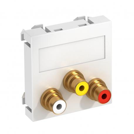 Audio/video cinch connection, 1 module, straight outlet, as 1:1 coupling, pure white  |  | Cinch | Pure white; RAL 9010