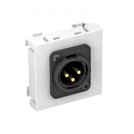 XLR connection, 1 module, straight outlet, 3-pin connector, as screw connection, pure white  |  | XLR | Pure white; RAL 9010