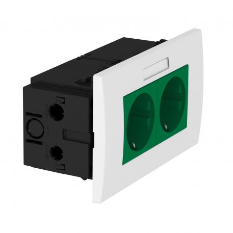 AR45 socket unit, double, with labelling panel for horizontal device installation 