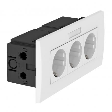 AR45 socket unit, triple, with labelling panel for horizontal device installation 