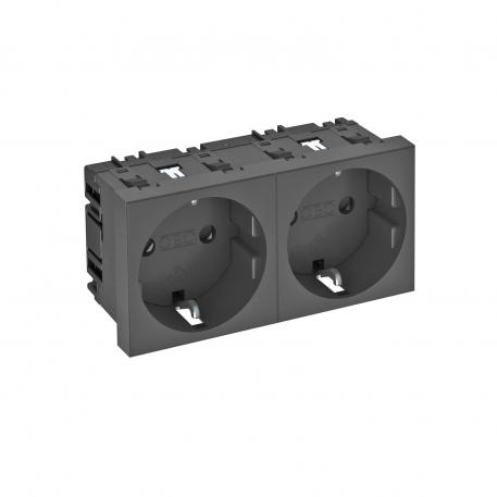 0° socket, protective contact, double 2 | Double 0° | Black-grey; RAL 7021