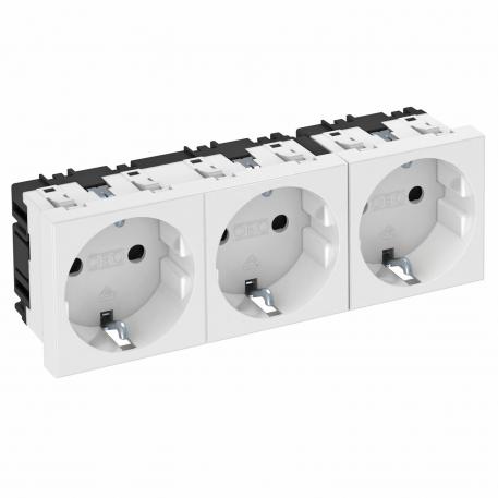 Розетка modul 3x45 с заземл. та шторками 250V~, 16A, 0˚