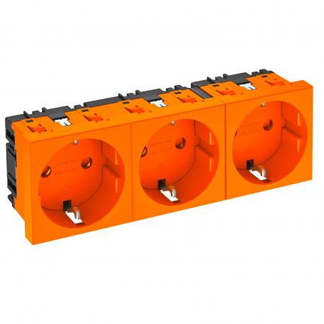 0° socket, protective contact, triple 3 | Triple 0° | Pure orange; RAL 2004