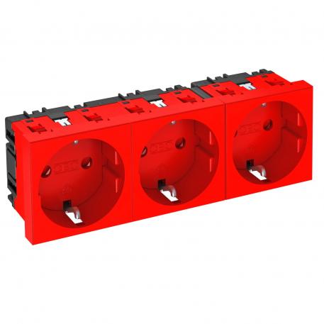 0° socket, protective contact, triple 3 | Triple 0° | Signal red; RAL 3001