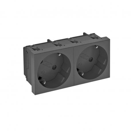 33° socket, protective contact, double 2 | Double 33° | Black-grey; RAL 7021