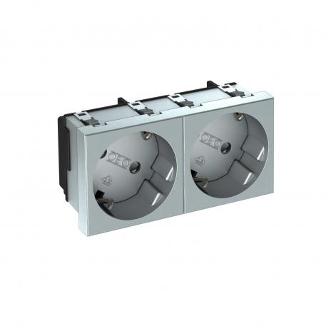 33° socket, protective contact, double 2 | double 33° | Aluminium painted