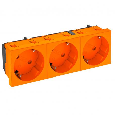 33° socket, protective contact, triple 3 | triple 33° | Pure orange; RAL 2004