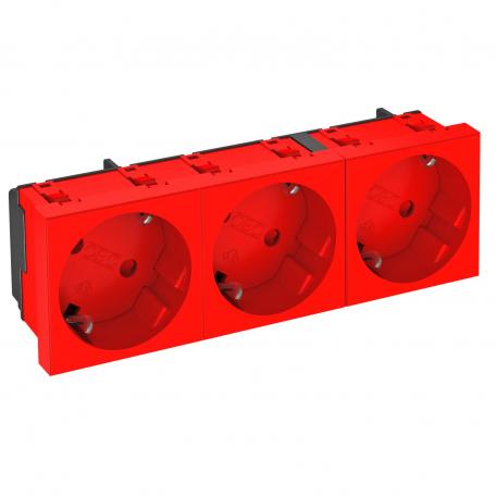 33° socket, protective contact, triple 3 | triple 33° | Signal red; RAL 3001